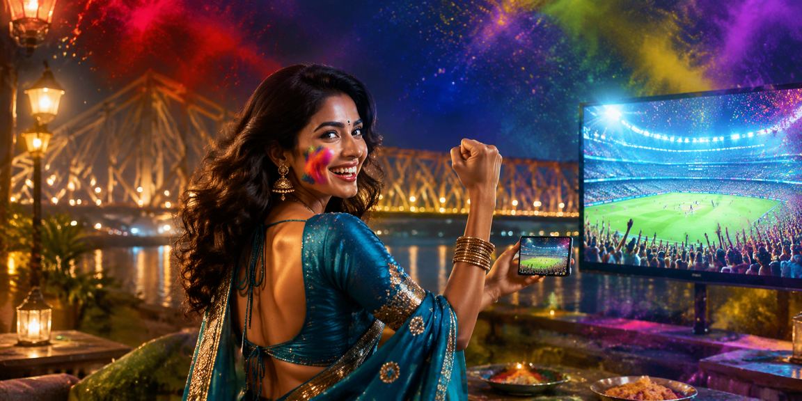 VIP player enjoying exclusive bonuses at Kolkata's Howrah Bridge mobile gaming market