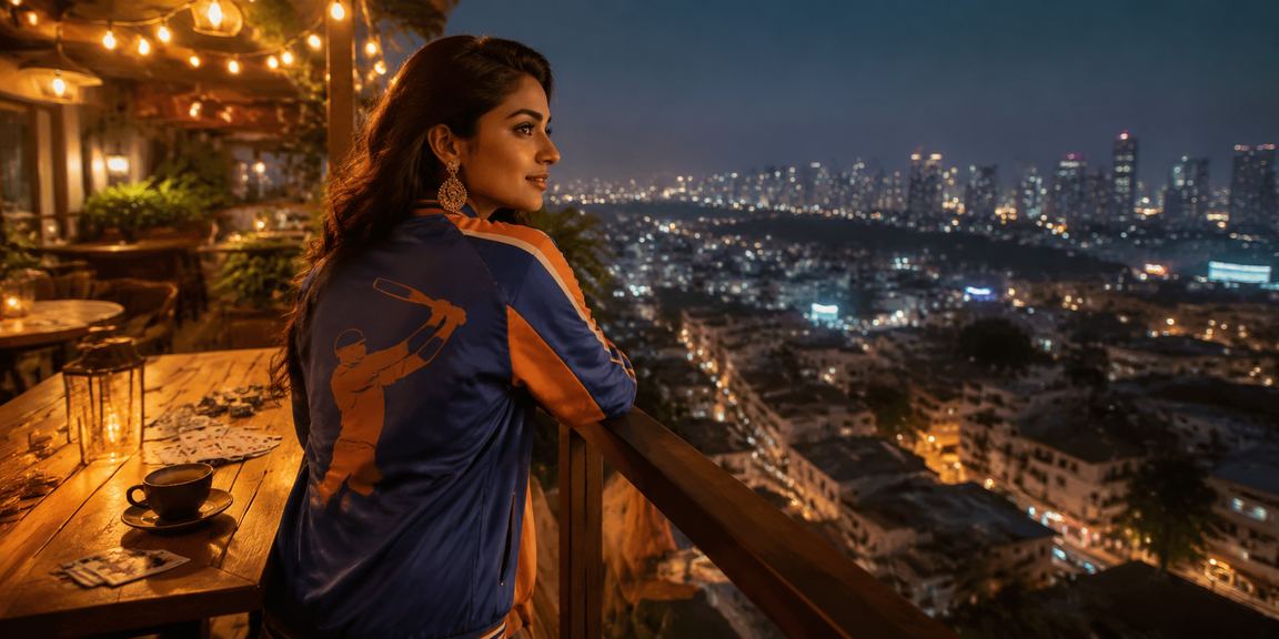 Bustling Mumbai Bandra with cricket fans and urban night scene